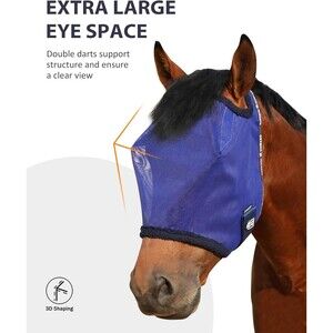 Harrison Howard All Round Mesh Horse Fly Mask UV Protective (SR) Blue M